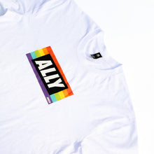 Load image into Gallery viewer, white t-shirt rainbow LGBTQIA+ ally
