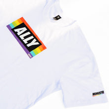 Load image into Gallery viewer, white t-shirt rainbow LGBTQIA+ ally