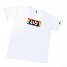 Load image into Gallery viewer, white t-shirt rainbow LGBTQIA+ ally