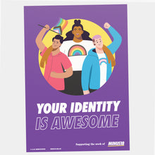 Load image into Gallery viewer, A3 LGBTQIA+ poster your identity is awesome