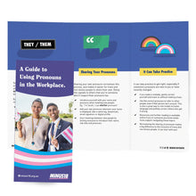 Load image into Gallery viewer, LGBTQIA+ education flyer: A guide to using pronouns in the workplace