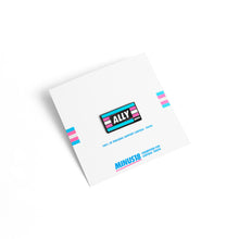 Load image into Gallery viewer, transgender flag ally enamel pin on white backing card Minus18