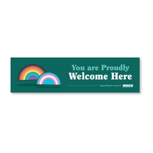 Load image into Gallery viewer, green LGBTQIA+ window decal you are proudly welcome here