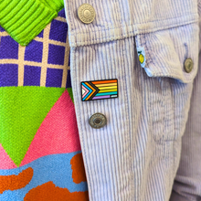 Load image into Gallery viewer, Magnetic Back &quot;Progress Pride&quot; Flag Enamel Pins