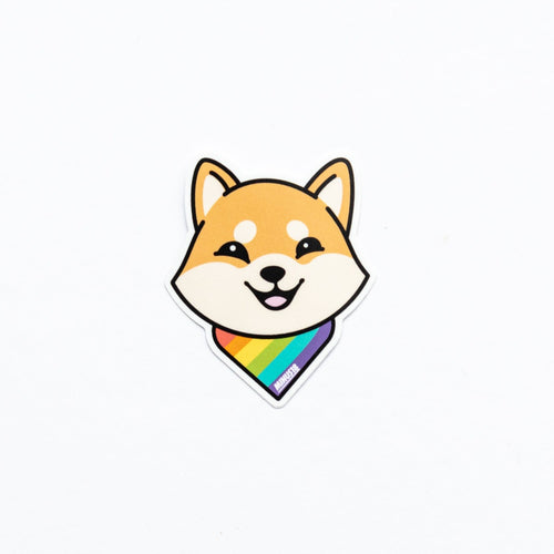 sticker dog wearing pride bandana shiba inu
