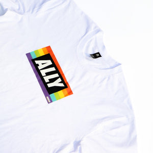 white t-shirt rainbow LGBTQIA+ ally 