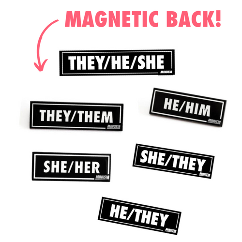 Magnetic Back enamel pronoun pins black