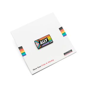 LGBTQIA+ progress pride enamel ally pin