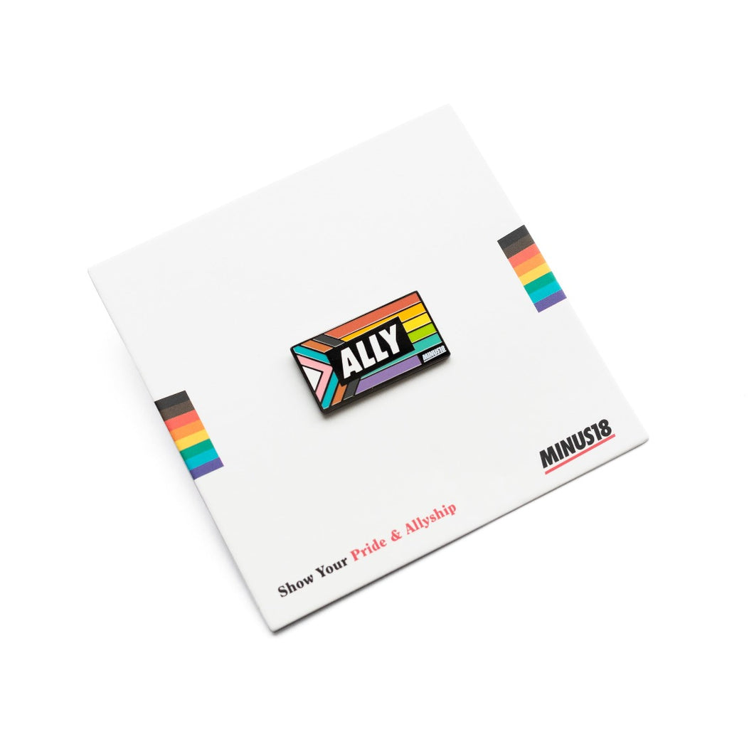 LGBTQIA+ progress pride enamel ally pin