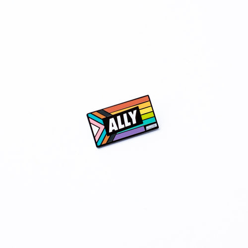 LGBTQIA+ progress pride enamel ally pin