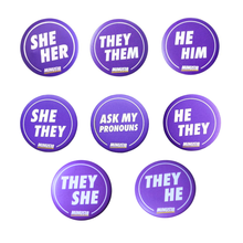 Load image into Gallery viewer, Pronoun Badges: Matte Purple