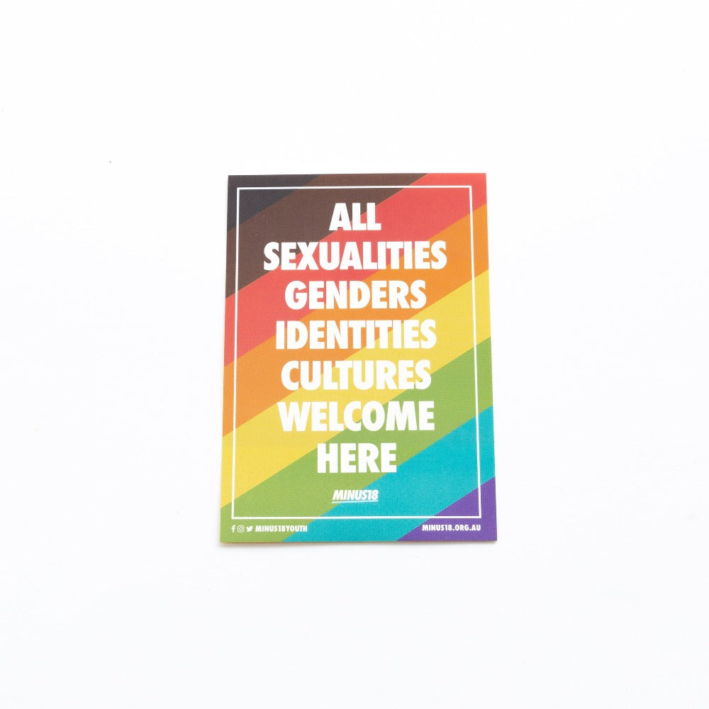 All Welcome rainbow sticker Minus18