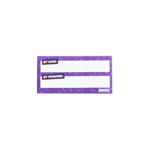 Load image into Gallery viewer, Name and Pronoun sticker purple Minus18