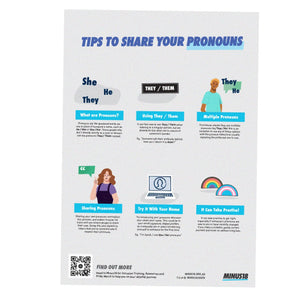 Educational LGBTQIA+ poster "Tips to share your pronouns"