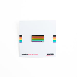 LGBTQIA+ rainbow flag enamel pin with black and brown stripes (people of colour) 
