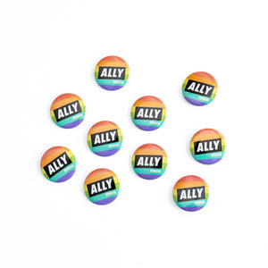 rainbow LGBTQIA+ ally badge pack of 10