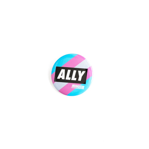 Trans ally badge white text on black