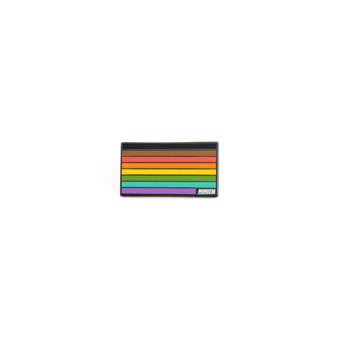 LGBTQIA+ rainbow flag enamel pin brown and black stripe philadelphia pride
